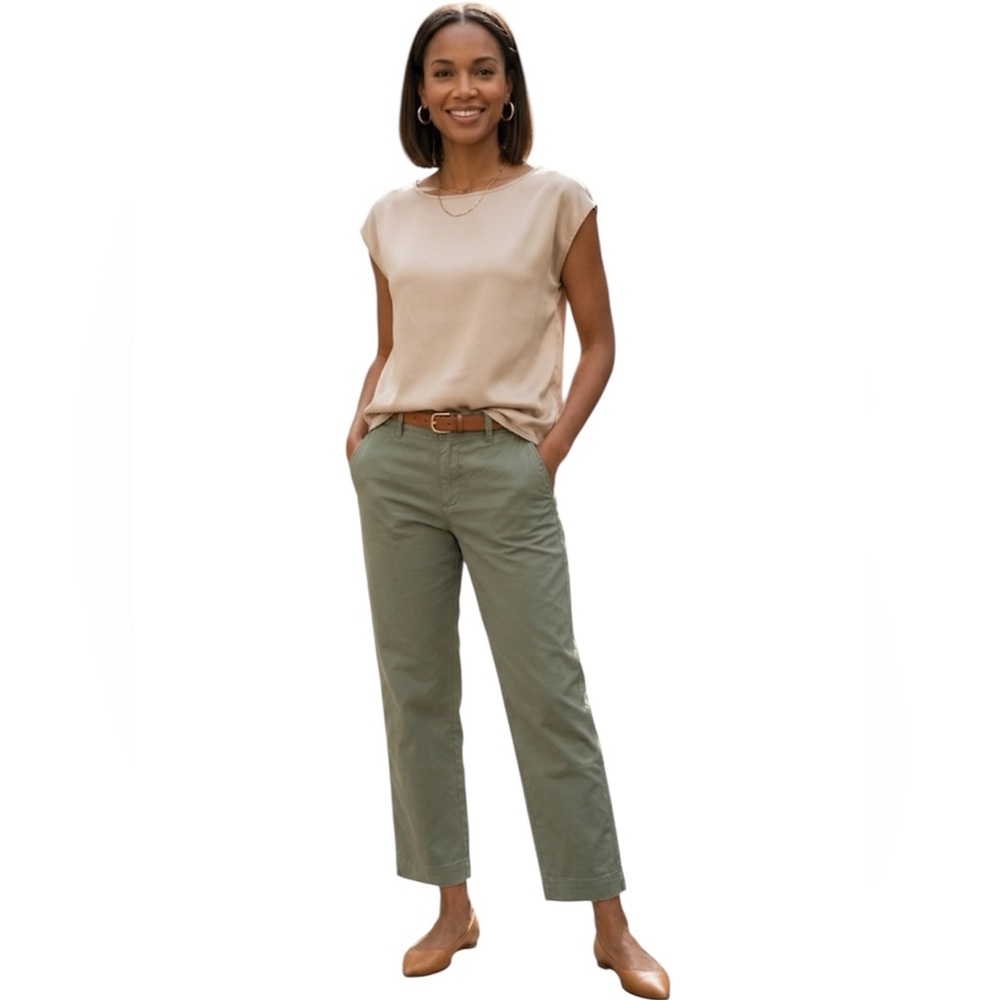 A New Day Cotton High Waist Straight Chino Pants Olive Green Size: 6